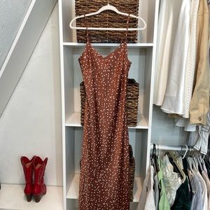 Orange Polka Dot Maxi Dress